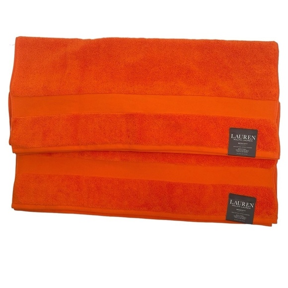 Ralph Lauren Wescott Summer Orange set of 2 Bath Towels NWT - Picture 2 of 8